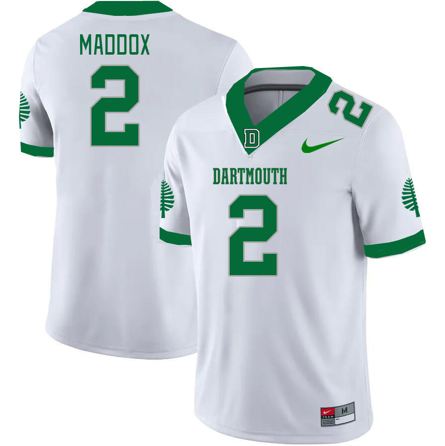 Men-Youth #2 Cam Maddox Dartmouth Big Green 2023 College Football Jerseys Stitched Sale-White